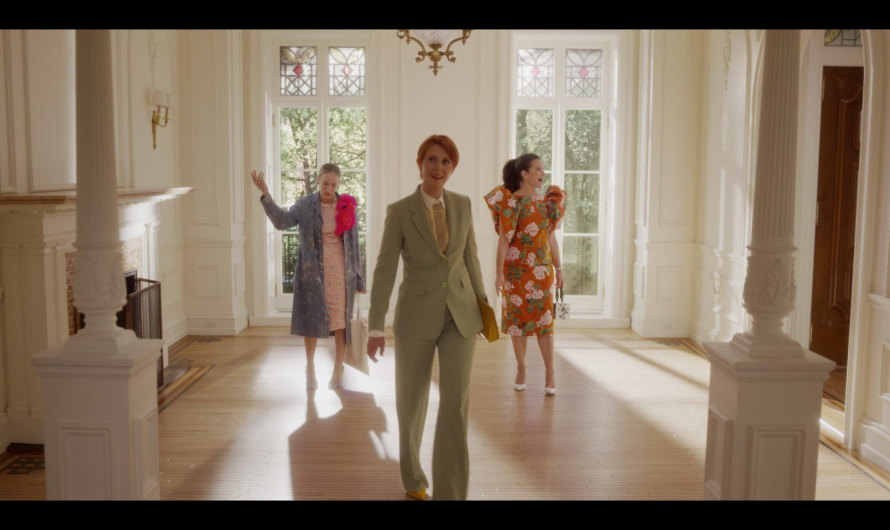Green Blazer Jacket and Straight-Fit Trousers Suit Worn by Cynthia Nixon as Miranda Hobbes