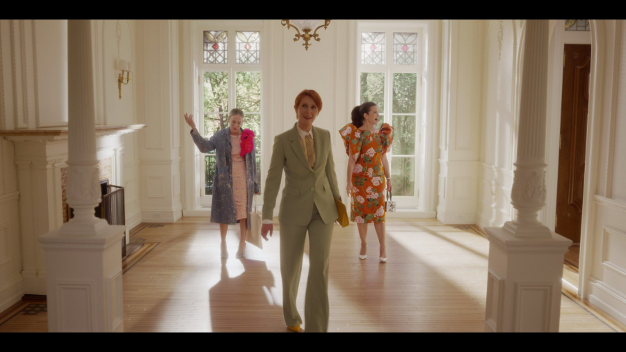 Green Blazer Jacket and Straight-Fit Trousers Suit Worn by Cynthia Nixon as Miranda Hobbes