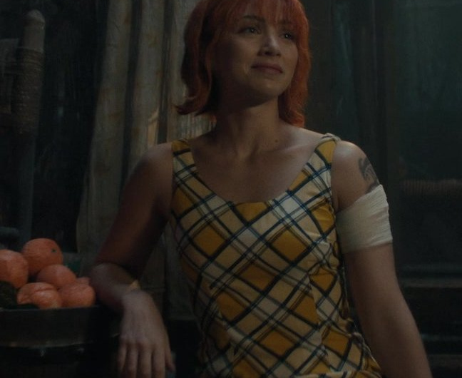Yellow Checkered Plaid Mini Dress Worn by Emily Rudd as Nami