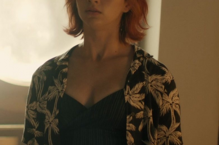 Black Palm Print Hawaiian Shirt Worn by Emily Rudd as Nami Outfit One Piece TV Show