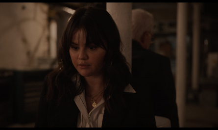 Gold Medallion Necklace of Selena Gomez as Mabel Mora Outfit Only Murders in the Building TV Show