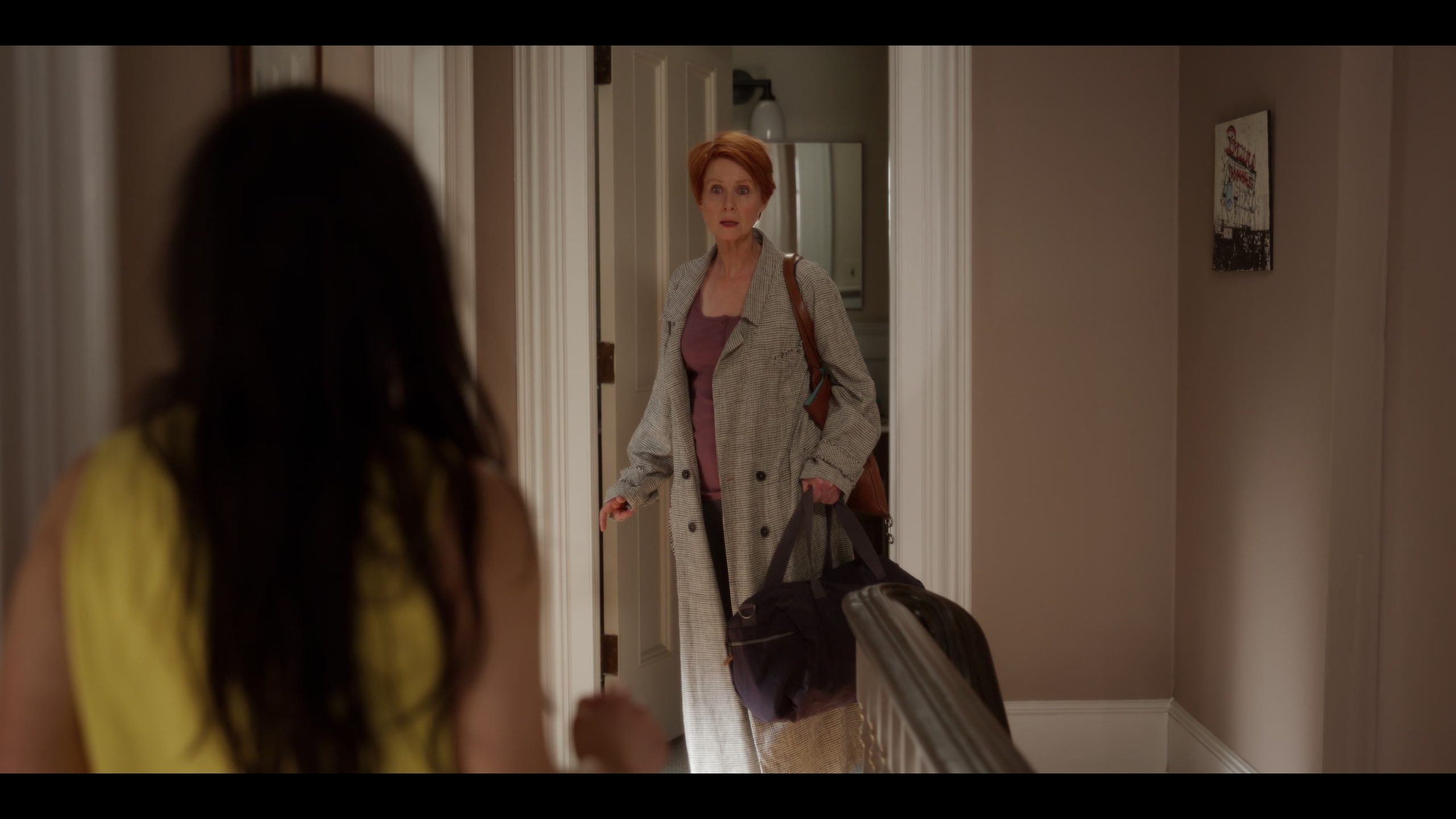 Timeless Elegance Plaid Duster Jacket of Cynthia Nixon as Miranda Hobbes