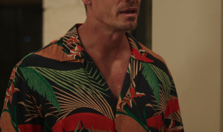 Button Down Tropical Print Short Sleeve Shirt of John Cena as Ron Outfit Vacation Friends 2 (2023) Movie