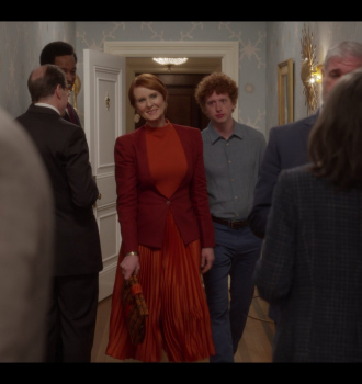 Red Pleated Skirt of Cynthia Nixon as Miranda Hobbes Outfit And Just Like That... TV Show