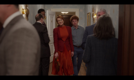Red Pleated Skirt of Cynthia Nixon as Miranda Hobbes Outfit And Just Like That... TV Show