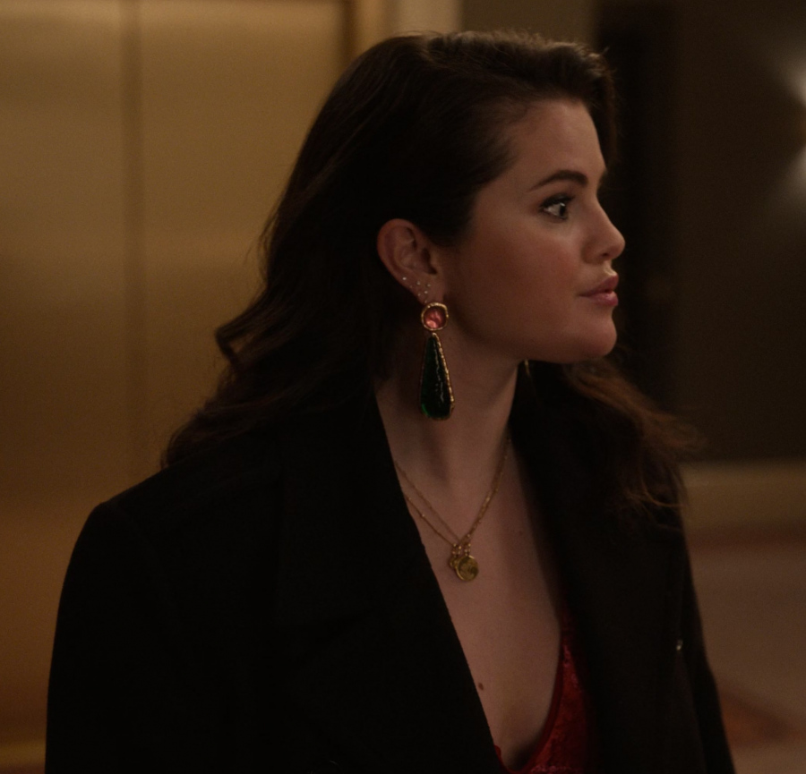 pink and green acrylic beaded drop statement earrings - Selena Gomez (Mabel Mora) - Only Murders in the Building TV Show