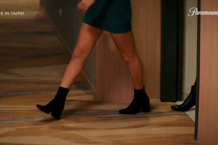 Suede Block Heel Booties Worn by Chelsea Zhang as Sophie Ha Outfit Love in Taipei (2023) Movie