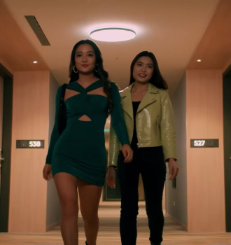 Green Cut Out Long Sleeved Cocktail Dress Worn by Chelsea Zhang as Sophie Ha Outfit Love in Taipei (2023) Movie