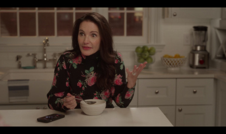 Black Floral Rose Print Top Worn by Kristin Davis as Charlotte York Goldenblatt Outfit And Just Like That... TV Show