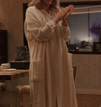 Worn on Only Murders in the Building TV Show - White Long Knit Cardigan Worn by Tina Fey as Cinda Canning