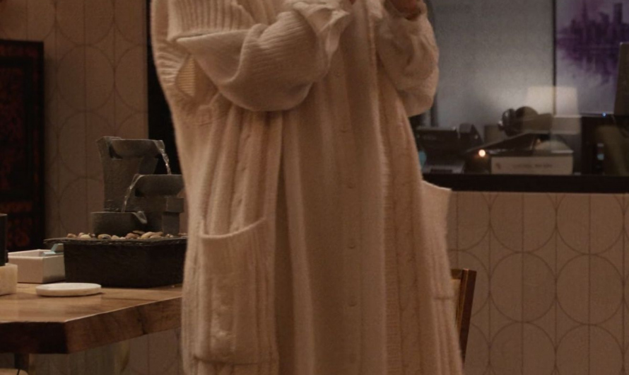 White Long Knit Cardigan Worn by Tina Fey as Cinda Canning