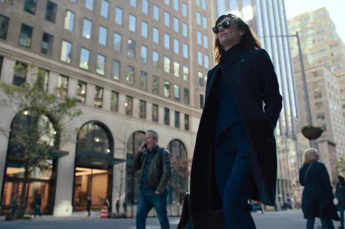 Wool-Blend Mid Length Coat Worn by Maggie Siff as Wendy Rhoades Outfit Billions TV Show