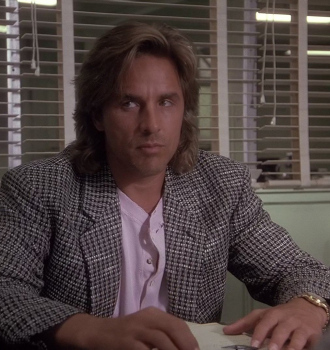 Black and White Checkered Jacket of Don Johnson as Detective James Crockett Outfit Miami Vice TV Show