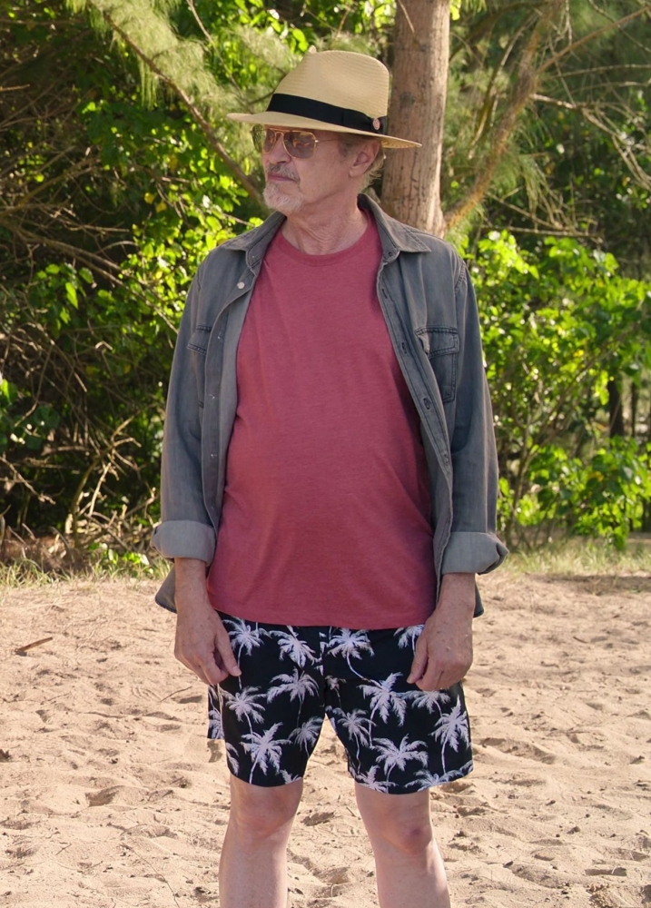 palm print black shorts - Steve Buscemi (Reese Hackford) - Vacation Friends 2 (2023) Movie