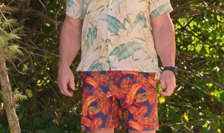 Palm-Frond  Board Shorts Worn by John Cena as Ron Outfit Vacation Friends 2 (2023) Movie