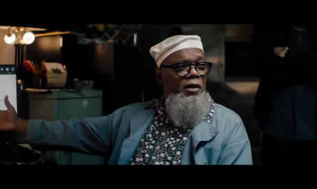 Black Frame Optical Glasses of Samuel L. Jackson as Gordon Davis Outfit The Kill Room (2023) Movie