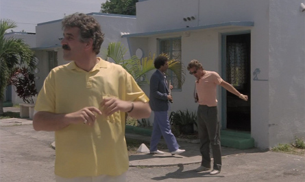 Yellow Short Sleeve Shirt Worn by Dennis Farina as Albert Lombard Outfit Miami Vice TV Show