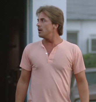 Pastel Pink Short Sleeve Shirt of Don Johnson as Detective James Crockett Outfit Miami Vice TV Show