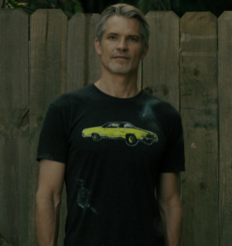 Car Print Tee Worn by Timothy Olyphant as Raylan Givens Outfit Justified: City Primeval TV Show