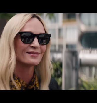 Rectangular Frame Sunglasses Worn by Uma Thurman as Patrice Capullo Outfit The Kill Room (2023) Movie
