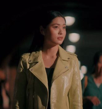 Yellow Biker Jacket Worn by Ashley Liao as Ever Wong Outfit Love in Taipei (2023) Movie
