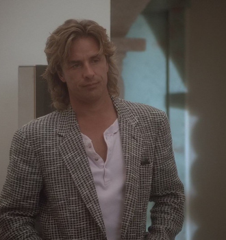 Checked Textured Blazer Worn by Don Johnson as Detective James Crockett Outfit Miami Vice TV Show