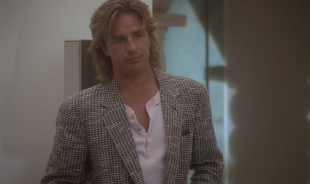 Checked Textured Blazer Worn by Don Johnson as Detective James Crockett Outfit Miami Vice TV Show