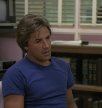 Blue T-Shirt Worn by Don Johnson as Detective James Crockett Outfit Miami Vice TV Show
