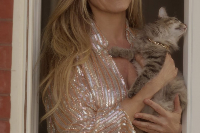 Rose Gold Sequin Embellished Shirt of Sarah Jessica Parker as Carrie Bradshaw Outfit And Just Like That... TV Show