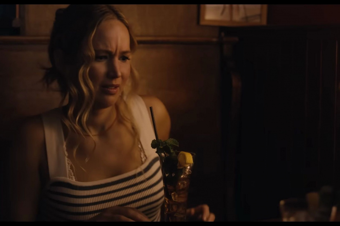 Striped Top of Jennifer Lawrence as Maddie Barker Outfit No Hard Feelings (2023) Movie