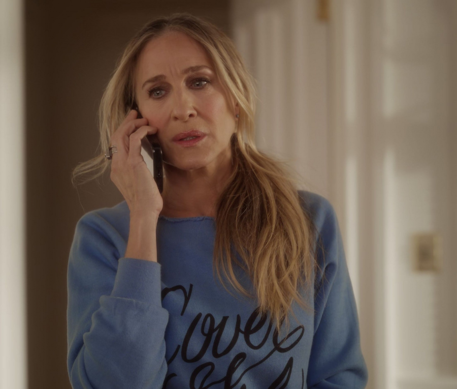 blue sweatshirt - Sarah Jessica Parker (Carrie Bradshaw) - And Just Like That... TV Show