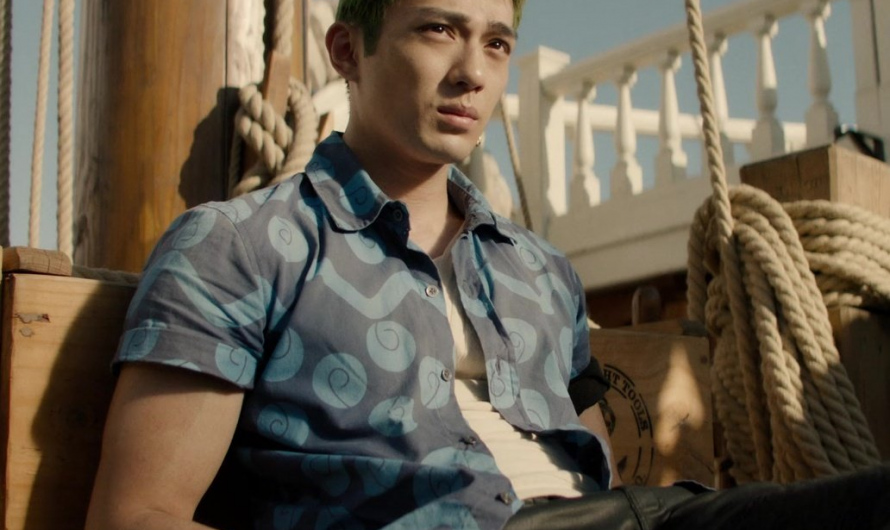 Blue Printed Short Sleeve Shirt Worn by Mackenyu as Roronoa Zoro
