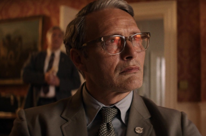 Plastic Frame Clear Lense Glasses of Mads Mikkelsen as Jürgen Voller Outfit Indiana Jones and the Dial of Destiny (2023) Movie