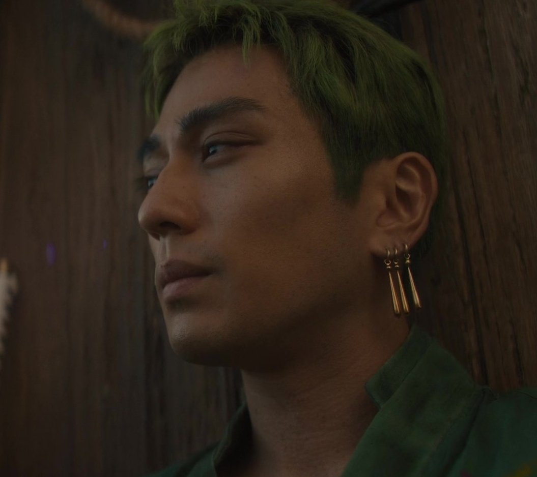 3 Solid Water Drop Gold Earrings of Mackenyu Arata as Roronoa Zoro