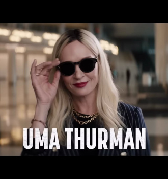 Round Frame Shape Sunglasses of Uma Thurman as Patrice Capullo Outfit The Kill Room (2023) Movie
