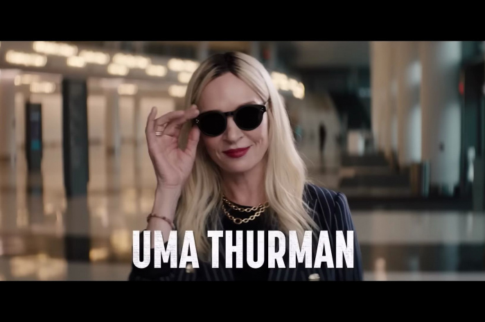 Round Frame Shape Sunglasses of Uma Thurman as Patrice Capullo Outfit The Kill Room (2023) Movie