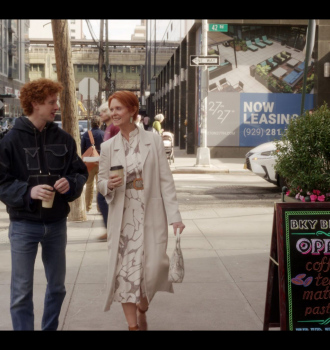 White Trench Coat of Cynthia Nixon as Miranda Hobbes Outfit And Just Like That... TV Show