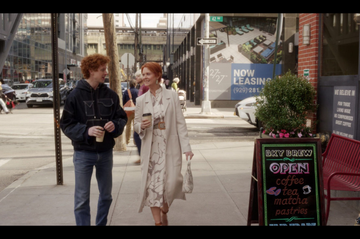 White Trench Coat of Cynthia Nixon as Miranda Hobbes Outfit And Just Like That... TV Show