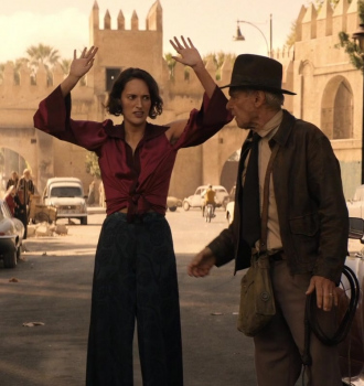 Graphic Wide Pants of Phoebe Waller-Bridge as Helena Shaw Outfit Indiana Jones and the Dial of Destiny (2023) Movie