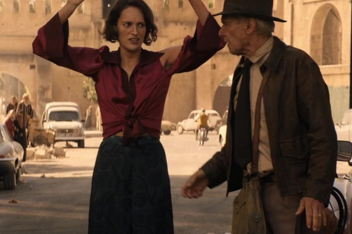 Graphic Wide Pants of Phoebe Waller-Bridge as Helena Shaw Outfit Indiana Jones and the Dial of Destiny (2023) Movie