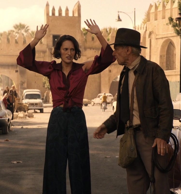 Worn on Indiana Jones and the Dial of Destiny (2023) Movie - Graphic Wide Pants of Phoebe Waller-Bridge as Helena Shaw