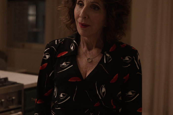 Printed Stretch-Jersey Wrap Top Worn by Andrea Martin as Joy Outfit Only Murders in the Building TV Show