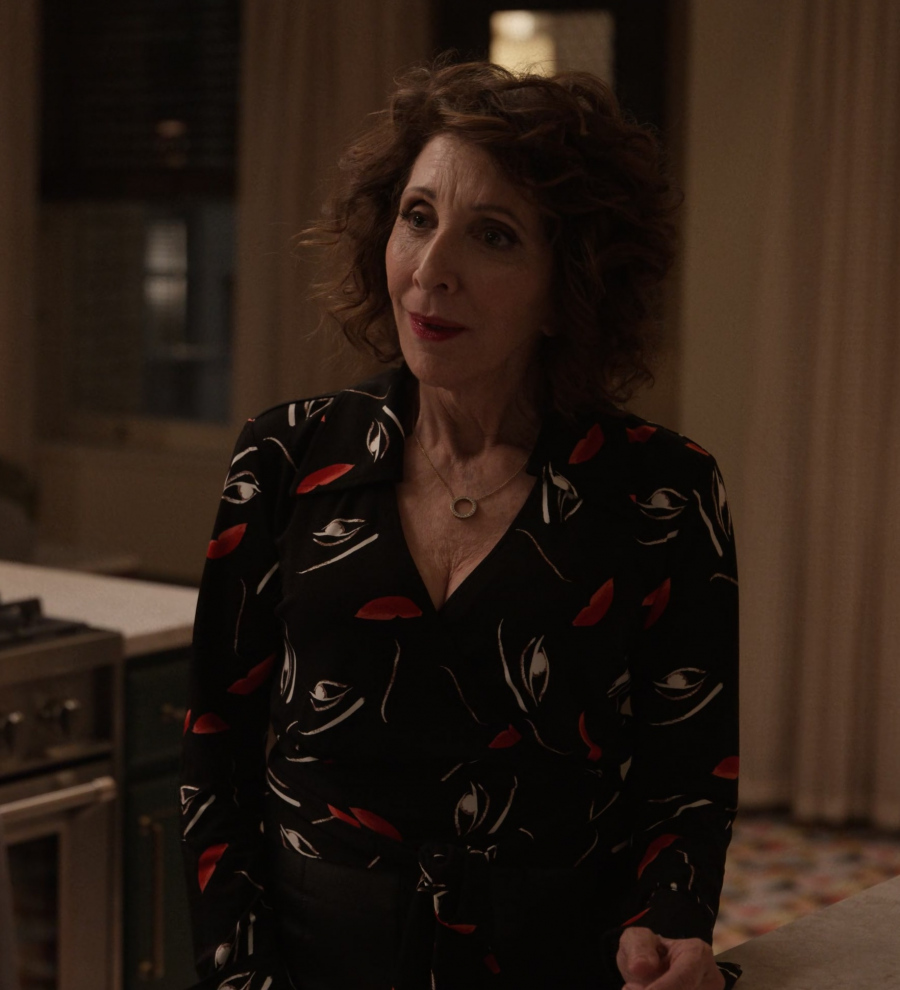 Printed Stretch-Jersey Wrap Top Worn by Andrea Martin as Joy