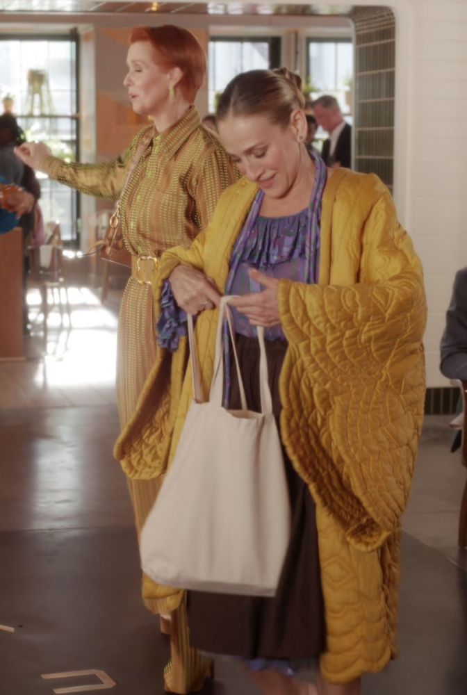 yellow quilted kimono coat - Sarah Jessica Parker (Carrie Bradshaw) - And Just Like That... TV Show