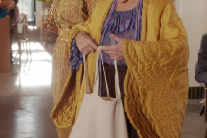 Yellow Quilted Kimono Coat Worn by Sarah Jessica Parker as Carrie Bradshaw Outfit And Just Like That... TV Show