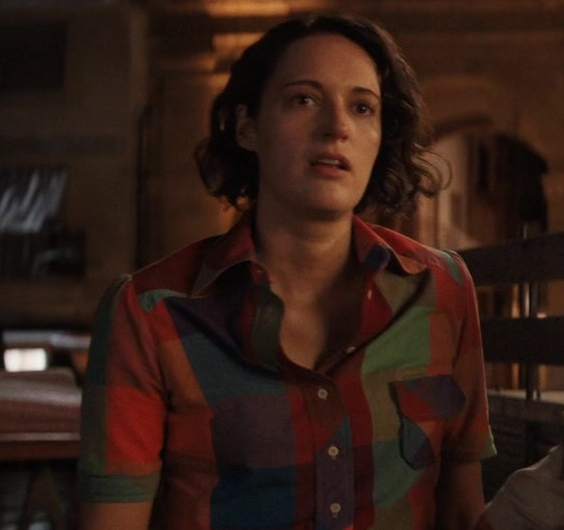 Short Sleeve Plaid Button Up Shirt Worn by Phoebe Waller-Bridge as Helena Shaw