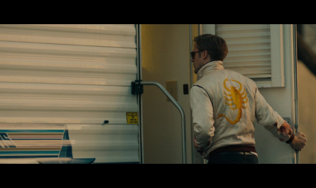 Gold Scorpion Embroidered Bomber Jacket Worn by Ryan Gosling as The Driver Outfit Drive (2011) Movie