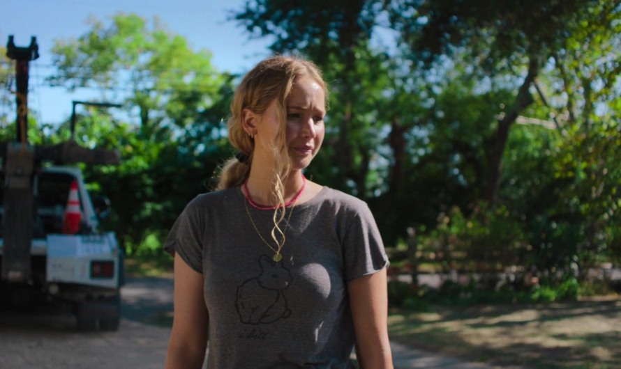 Bunny Print Grey T-Shirt Worn by Jennifer Lawrence as Maddie Barker
