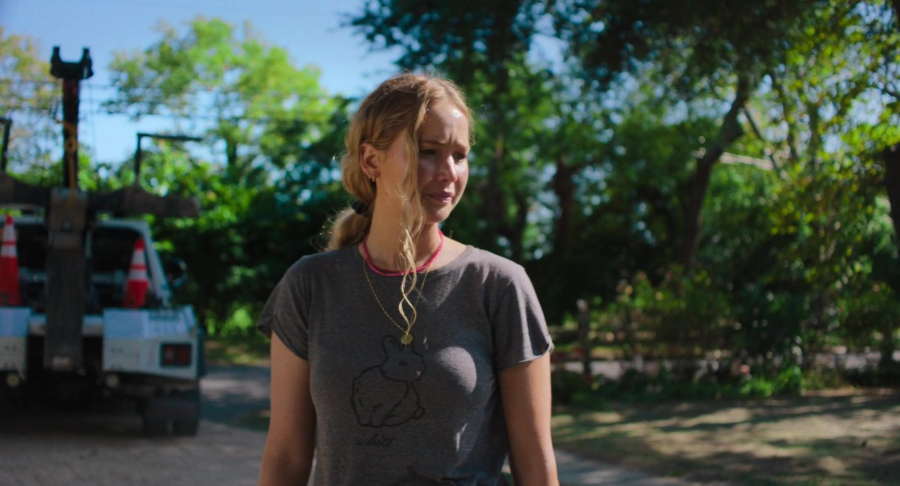 Bunny Print Grey T-Shirt Worn by Jennifer Lawrence as Maddie Barker