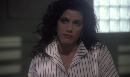 Long Sleeve Stripe Shirt Worn by Saundra Santiago as Detective Regina "Gina" Navarro Calabrese Outfit Miami Vice TV Show